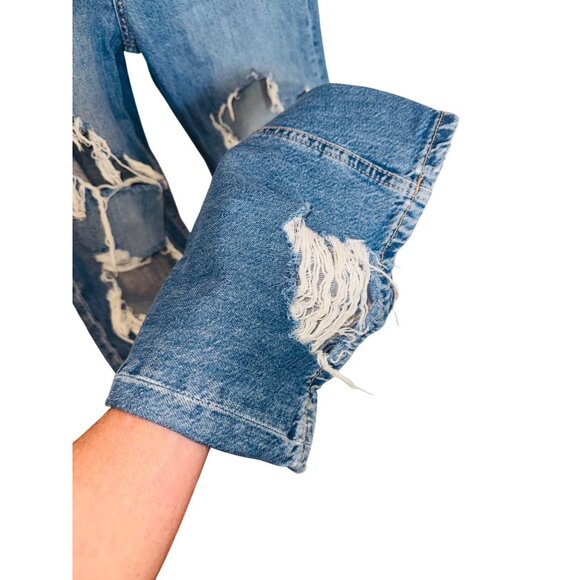 We The Free People Wide Leg Baggy Distressed Flare Jeans Sz 27 Boho Hippie 70s - Picture 10 of 10
